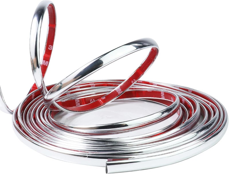 Car Elements 32Ft Automotive Chrome Trim Molding 1/4"(6mm) Universal Car Side Molding(Self Adhesive) UV Protected Decorative Scratch-Proof for RV Truck Motor Exterior Interior Door Window Bumper - Image 1